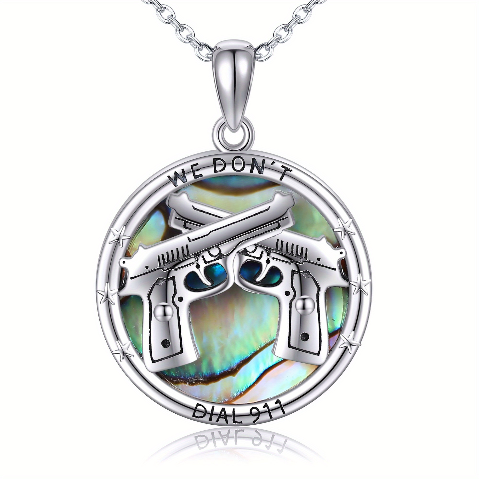 Gun Necklace 925 Sterling Silver Unisex Gun Charm Pendant Necklaces